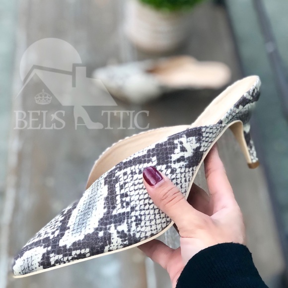 Shoes - LAST1♥️Vegan Suede Snake Print Pointed Kitten Heel